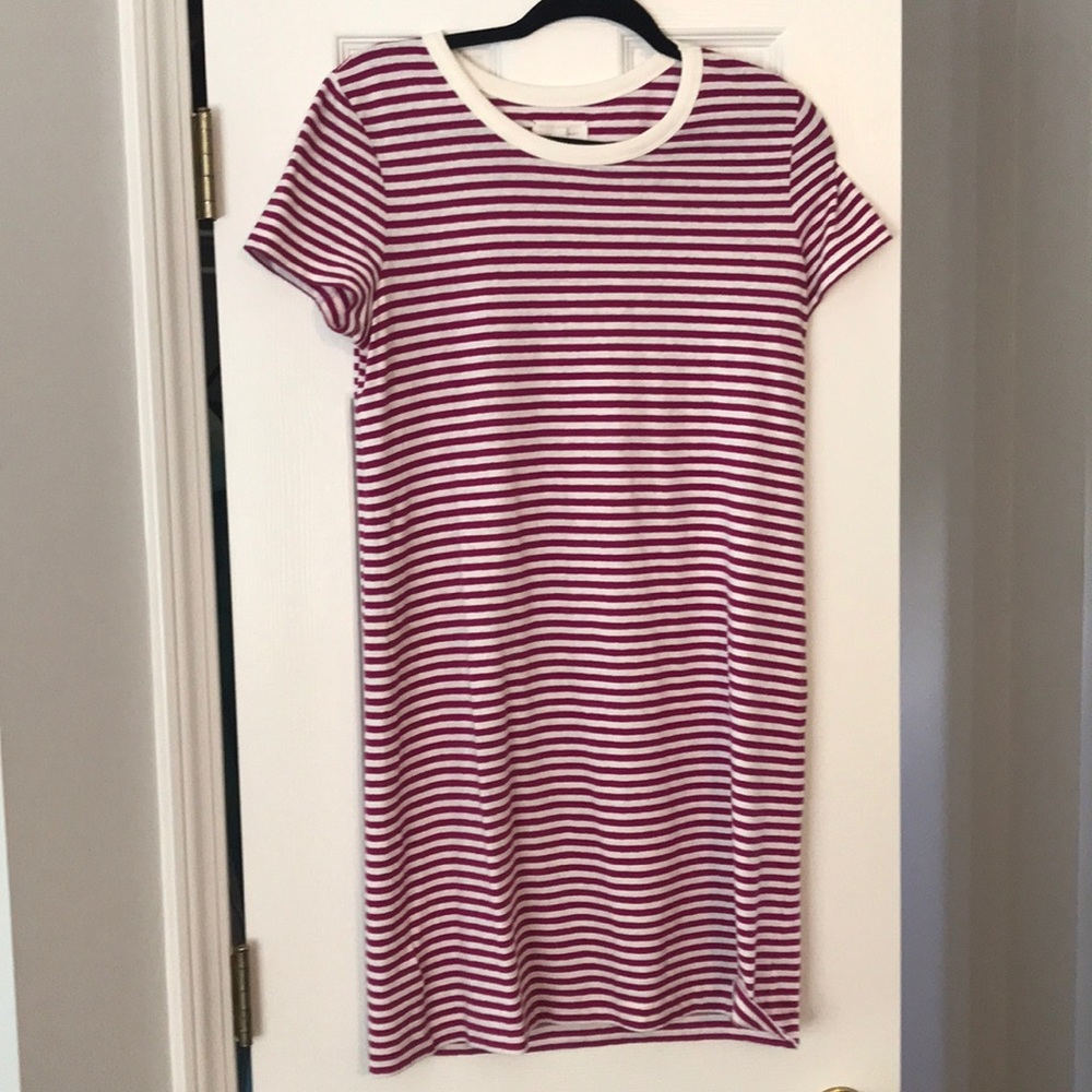 Lou & Grey Pink/white striped t shirt dress